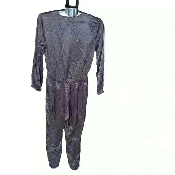 NWT Nation LTD Salma Tracksuit Jumpsuit Liquid Metal Grey Satin Small - Picture 5 of 7
